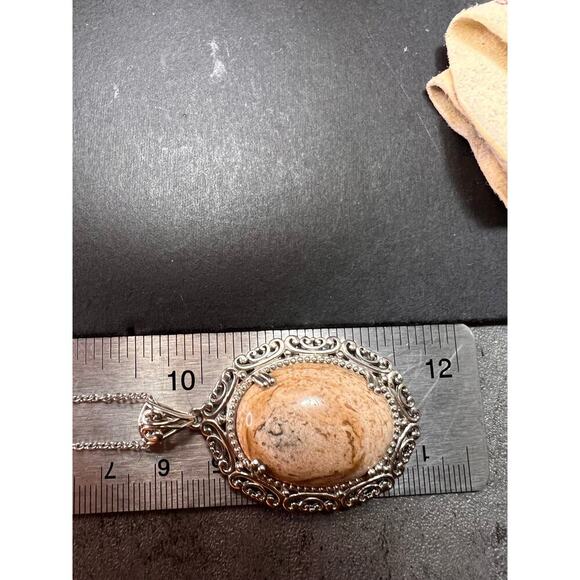 NEW picture jasper pendant in stainless steel with chain - Picture 6 of 8